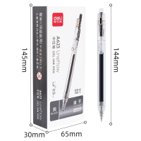 得力A623学生中性笔0.5mm按动加强型针管速干(黑)(支)