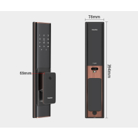 凯迪仕智能锁 K100-W 红古铜全自动推拉式指纹锁家用防盗门锁磁卡锁电子锁密码锁防猫眼锁