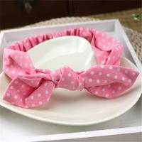 0-1-3岁2婴幼儿发带韩版公主头饰宝宝蝴蝶结发箍女童兔耳弹性头箍 圆点-粉红 有弹性