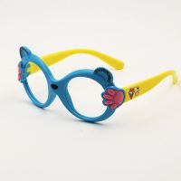 儿童硅胶眼镜框男女可爱潮公主时尚卡通装饰玩具眼镜框无镜片软腿 蓝框黄腿