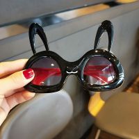 2020新款儿童墨镜潮宝宝太阳镜男童女孩小白兔墨镜表演凹造型眼镜 兔子-黑色