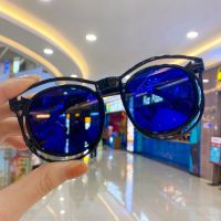 儿童太阳镜可爱墨镜防紫外线男女童卡通宝宝女孩潮时尚玩具眼镜框 4#黑框蓝色 单个眼镜