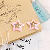 儿童发饰小女孩彩色五角星发夹宝宝发卡子女童边夹头花头饰品对装 粉红色