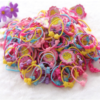 儿童发绳发圈可爱小女孩扎头发橡皮筋彩色头绳不伤发头饰发饰头筋 50个装串珠发圈儿童款