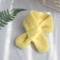 冬季儿童围巾2020潮款儿童羊羔绒保暖围巾男童女童宝宝加厚围巾 淡黄色 80*10cm