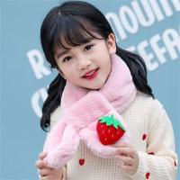 儿童围巾秋冬款男女童保暖围巾超萌可爱卡通防兔绒保暖毛绒围脖 草莓粉色