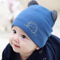 婴儿帽子春秋保暖秋冬季0-3-6-12个月新生儿男女宝宝初生幼儿胎帽 刺猬-琉璃蓝 小码:帽围34-43cm建议0-8个