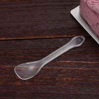 一次性小勺子冰淇淋甜品雪糕勺果冻布丁刨冰小勺子塑料独立包装 透明 简装100支[买3送1]