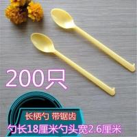 人气冰淇淋塑料加厚长柄勺一次性勺子实拍可降解餐具自主 带锯齿(长柄勺200只)