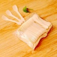 买二送一 买五包送四一次性勺子 布丁勺 冰淇淋勺 甜品勺 100个 淡黄色散装100支
