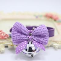 宠物狗狗领带结泰迪蝴蝶结猫咪铃铛项圈 饰品比熊宠物用用品 皮带款-紫色蝴蝶结银铃铛 S