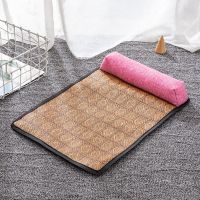 夏季狗狗窝柯基小型犬夏天凉席垫四季通用猫窝藤编睡觉用竹编耐咬 一字型(粉色) xs:35*25(0-1斤内新生猫)