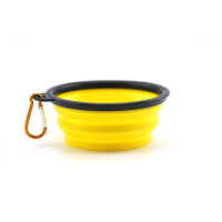 狗狗外出饮水器猫喝水器户外旅行水杯便携式两用水粮杯宠物折叠碗 折叠碗黄色 1个