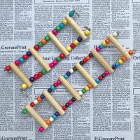 鹦鹉鸟用玩具用品秋千吊环云梯爬梯玄凤啃咬攀爬鸟笼梯子互动玩具 原木棒4梯(全长约22CM)