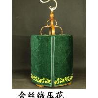 缎子布料 刺绣 加厚双层 全封顶 画眉 笼衣 笼罩 鸟笼罩 笼布 金丝绒压花 直径32高34