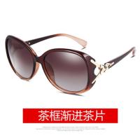 女士太阳镜女狐狸头防紫外线防辐射眼镜驾驶遮阳大框圆脸偏光墨镜 茶框渐进茶片 普通非偏光镜片