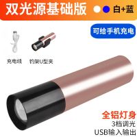 夜钓灯钓鱼灯专用超长待机续航超亮蓝光灯大功率可充电强光夜光灯 经济版-待机360小时-白蓝光 钓鱼灯+充电线