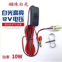 12v下水灯led灯强光防水灯夜钓灯下水灯户外强光照明防水水下灯 12V白光[48珠下水灯]带夹具