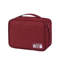 手机充电宝保护袋移动电源防水绒布袋耳机数据线收纳袋移动硬盘袋 双层 24cm*18cm*10cm 红色