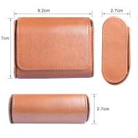 真皮皮质PU磁性便携抗压收纳包蓝牙耳机包数码收纳包耳机盒 亮棕色