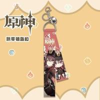原神游戏周边飘带钥匙扣派蒙七七迪卢克公子原神飘带挂件动漫挂饰 胡桃 双面铃铛飘带买二送一