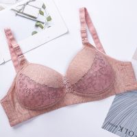 [单件/2件装]大码无钢圈性感蕾丝刺绣聚拢文胸调整型少女士内衣 豆沙 36/80[BC罩杯]