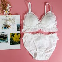 少女无钢圈内衣套装女抹胸背心胸罩青少年发育期小学生初中薄文胸 白月光文胸套装 M(70ABC 75AB )