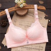 无钢圈内衣女学生韩版聚拢文胸调整型性感上薄下厚薄款加厚小胸罩 粉色-213微厚 70A /32
