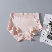 新款真丝女中腰内裤桑蚕丝蕾丝花边透气无痕宽松大码平角内裤女薄 豆沙色 M