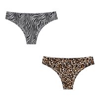 公子尤品冰丝无痕男士内裤性感半包臀男女通用丁字裤豹纹低腰三角 斑马+豹纹 M