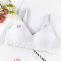 冰丝内衣女学生韩版初中生高中少女文胸无钢圈聚拢小胸罩薄款套装 仙女白[单件] 32/70 AB通杯