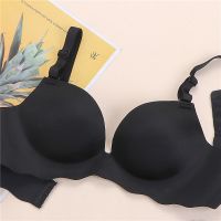 内衣女平胸加厚馒头杯聚拢无钢圈文胸小胸显大性感上托少女无痕款 黑色-单件 32-70A