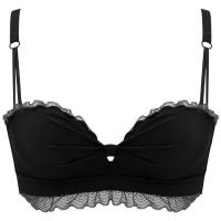 夏季无痕内衣女小胸聚拢少女套装收副乳防下垂上托无钢圈文胸罩天 黑色(单件) 32/70A