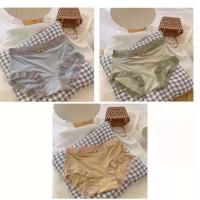 女士内裤蚕丝面膜内裤冰丝无痕款内裤抗菌裆透气蕾丝内裤裸感新款 天蓝+茶绿+芥黄 均码 85-135