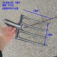翻地叉子农用工具种花农具大全园艺锄头铲子挖土松土神器四齿钢叉 四齿翻地叉耙头部1只