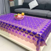 烫金茶几桌布餐桌布长方形台布防水防油免洗家用客厅PVC塑料垫 387紫金 80*135