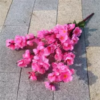 仿真梅花枝桃花枝7叉9叉插地插树装饰花瓶大把仿真桃花枝婚庆装饰 粉色7叉