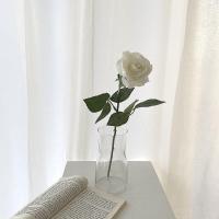 带刺玫瑰白色情人节礼物仿真玫瑰花束假花客厅桌摆咖啡店软装装饰 白玫瑰1支 收藏店铺优先发货