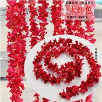 仿真玫瑰花藤条装饰假花藤室内缠绕空调管道遮挡塑料藤蔓花条植物 2米大红色豆瓣花