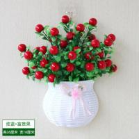 壁挂花篮室内客厅墙壁花篮壁挂卧室墙上挂壁家居仿真假花套装饰品 加密款壁挂篮 富贵果大红