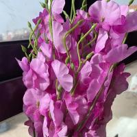 跳舞兰仿真花现代简约客厅干花电视柜旁边摆件装饰假花年宵花 棱形烟灰15+紫色三叉5支