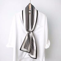 春季韩国丝巾女小领巾百搭时尚装饰飘带双面双色围巾发带长条丝巾 # 38号色