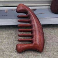 天然绿檀木经络木梳子家用宽齿卷发梳整木通乳梳头肩部经络按摩梳 红酸枝 三角