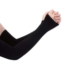 夏季冰爽防晒夜光动漫袖套女防紫外线加长款冰丝男士fate臂袖手套 体验款无印花冰袖 黑色无指