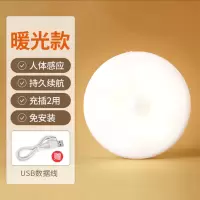 充电LED人体感应灯家用小夜灯学生床头灯声控不插电衣柜照明灯 普通感应款[人来即亮人走即灭]黄光