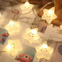 led星星灯小彩灯闪灯串灯满天星五角星圣诞装饰房间布置少女心ins 笑脸星星 2米10灯 [USB款]