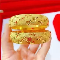 香港免税真金手镯女新款满天星龙凤实心可调节金手环手镯送礼 满天星卡扣手镯+最后59件恢复原价 18克