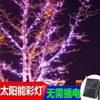 太阳能led树上小彩灯闪灯串灯家用装饰庭院阳台花园户外防水七彩 电池盒款3米20灯暖色