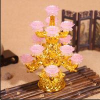 led七彩莲花灯佛供灯家用供佛灯长明灯插电蜡烛灯供奉观音灯 9盏七彩高19cm/支（两用款）