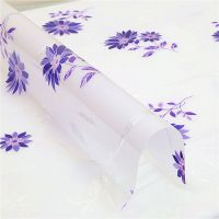 软玻璃pvc塑料透明水晶板桌布防水防烫台布茶几垫长方形餐桌垫 001B蓝小雏菊 40*40床头柜
